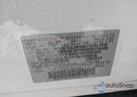 2023 Nissan Kicks S Xtronic Cvt из США, поврежденный, VIN 3N1CP5BV2PL551397